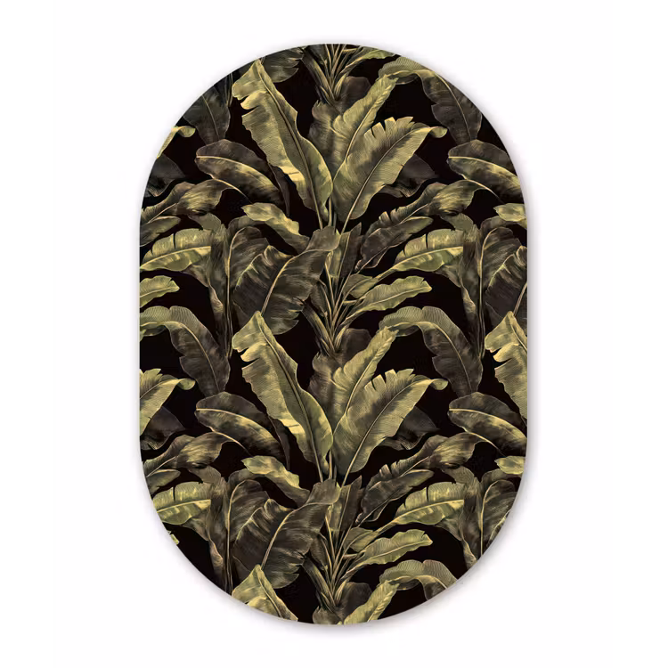 Botanisch - Bladeren - Groen Wandcirkel Ovaal Forex klein 630 -3d