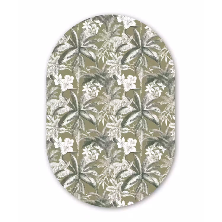 Botanisch - Bloemen - Groen Wandcirkel Ovaal Forex klein 630 -3d