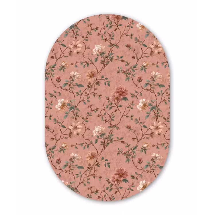 Botanisch - Bloemen - Roze Wandcirkel Ovaal Forex klein 630 -3d
