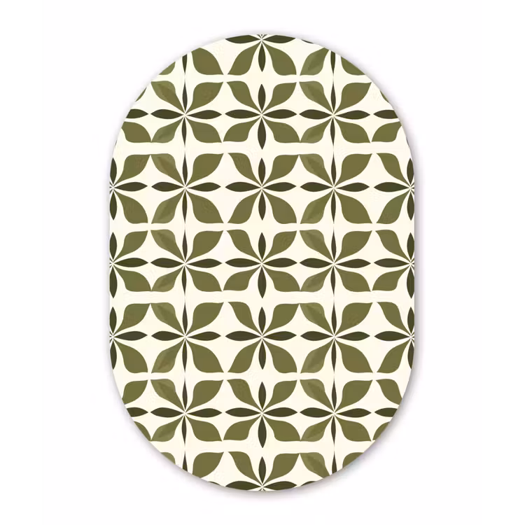 Botanisch - Retro - Groen Wandcirkel Ovaal Forex klein 630 -3d