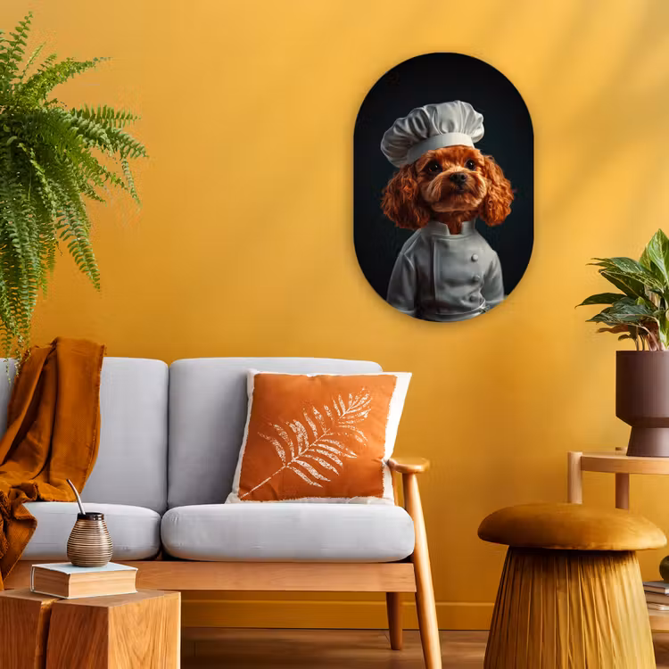 Bruin - Kok - Hondje Wandcirkel Ovaal Forex klein -sfeer4