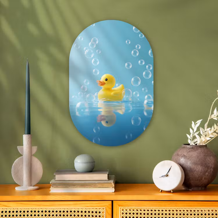Bubbels - Badeend - Geel Wandcirkel Ovaal Forex klein -sfeer2