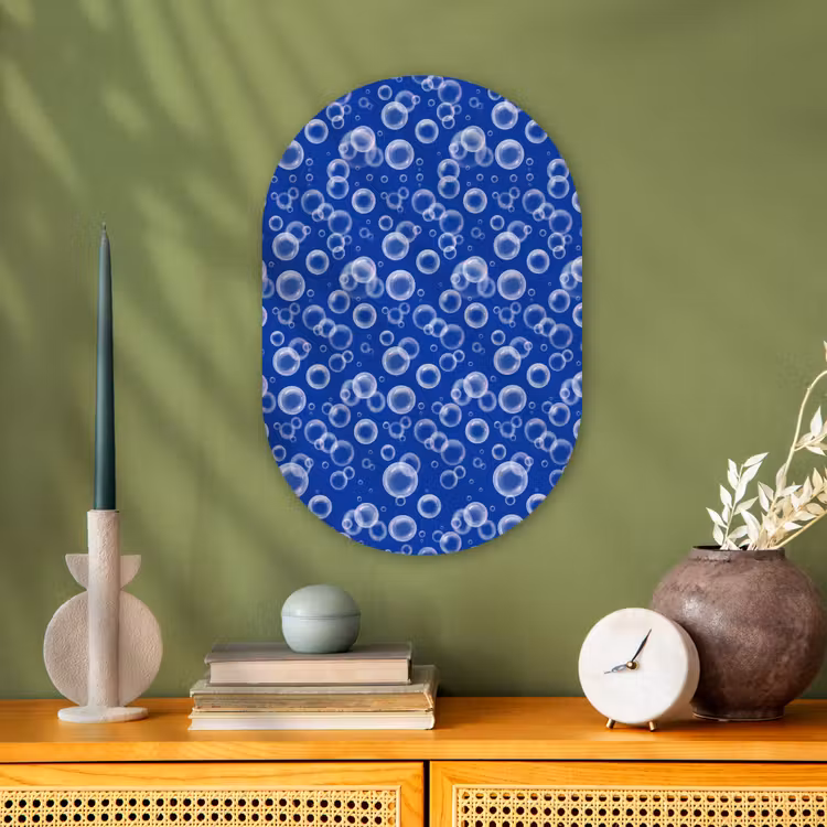 Bubbels - Patroon - Blauw Wandcirkel Ovaal Forex klein -sfeer2