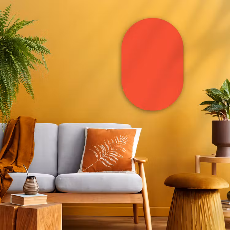 Burnt - Coral - Oranje Wandcirkel Ovaal Forex klein 630 -sfeer4