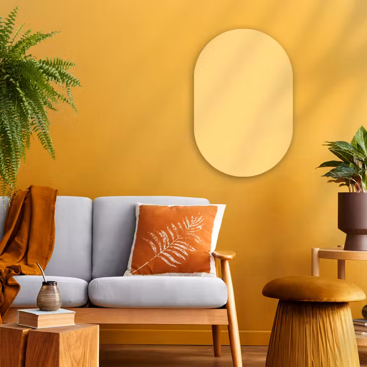 Butter - Geel - Yellow Wandcirkel Ovaal Forex klein 630 -sfeer4