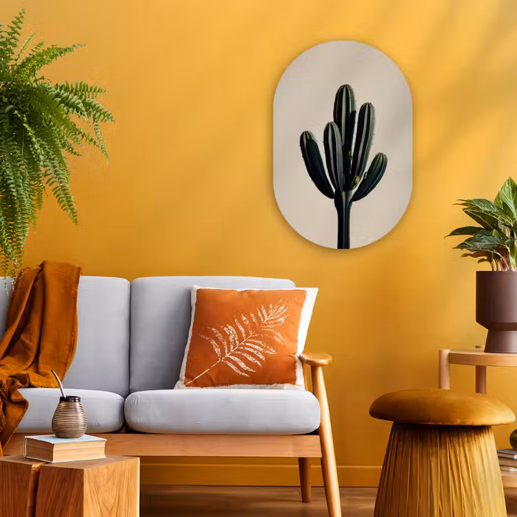 Cactus - Subtiel - Groen Wandcirkel Ovaal Forex klein -sfeer4