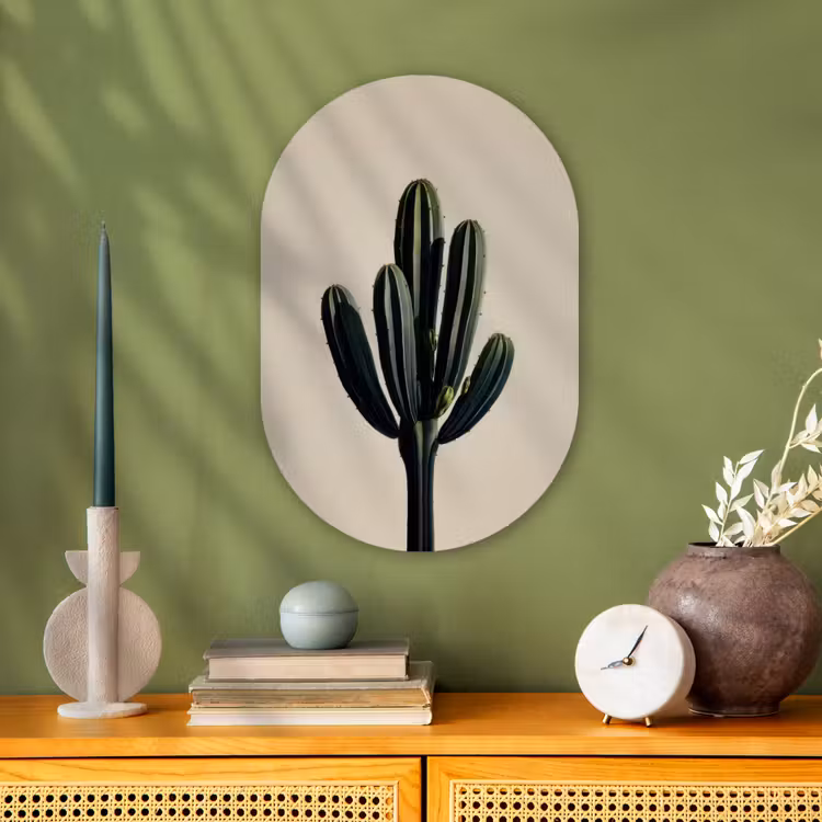 Cactus - Subtiel - Groen Wandcirkel Ovaal Forex klein -sfeer2