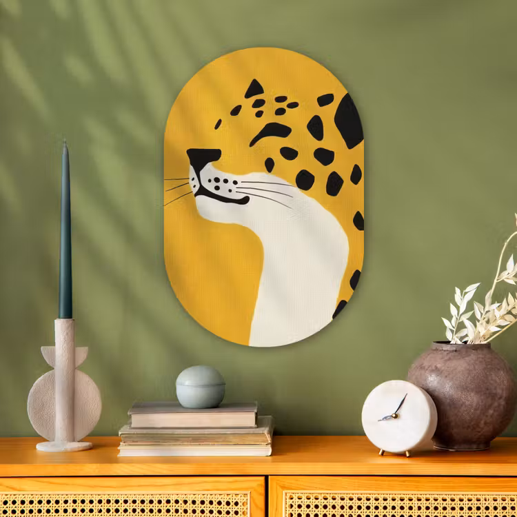 Cheetah - Illustratie - Geel Wandcirkel Ovaal Forex klein -sfeer2