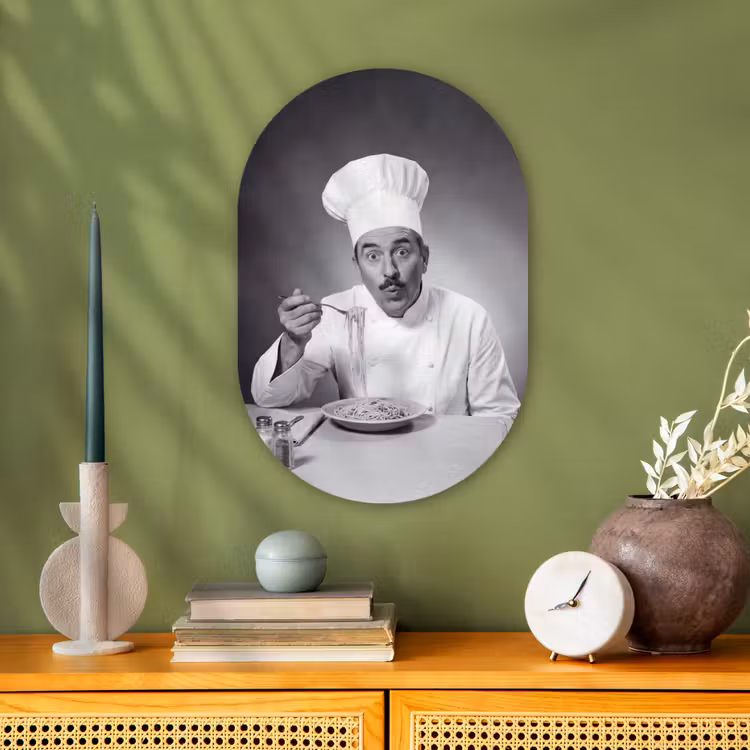 Chef - Spaghetti - Pasta Wandcirkel Ovaal Forex klein -sfeer2