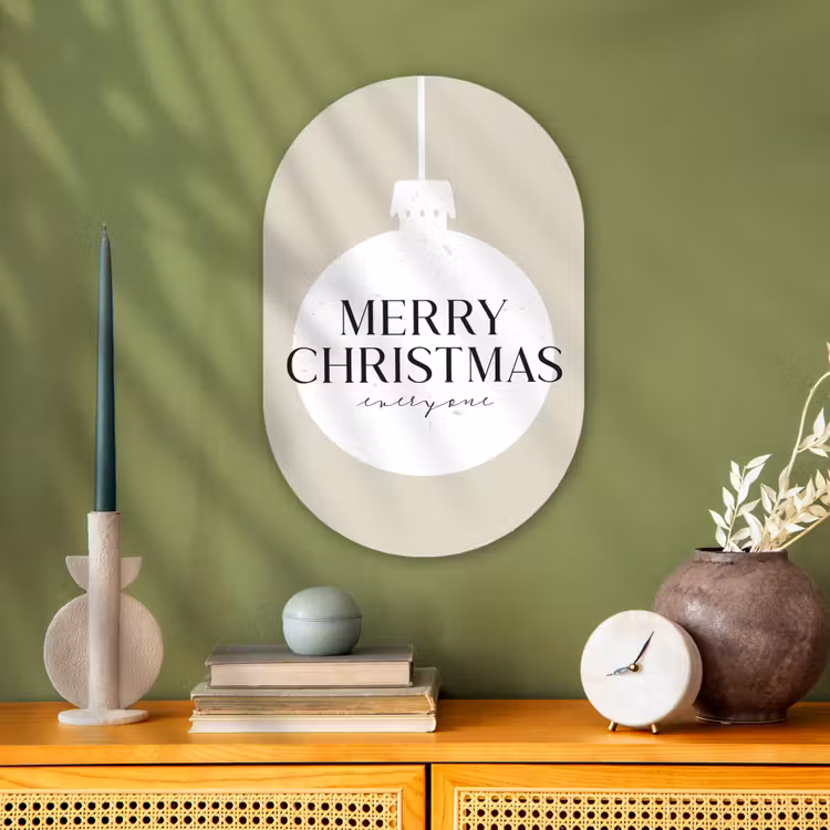 Christmas - Kerstballen - Japandi - Witte kerstballen Wandcirkel Ovaal Forex klein -sfeer2