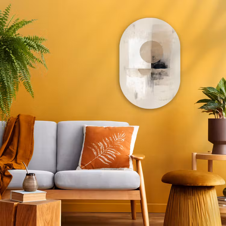 Cirkel - Compositie - Diepte - Beige Wandcirkel Ovaal Forex klein -sfeer4