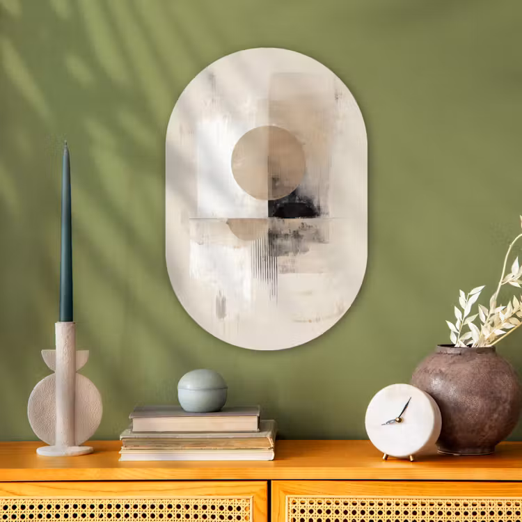 Cirkel - Compositie - Diepte - Beige Wandcirkel Ovaal Forex klein -sfeer2