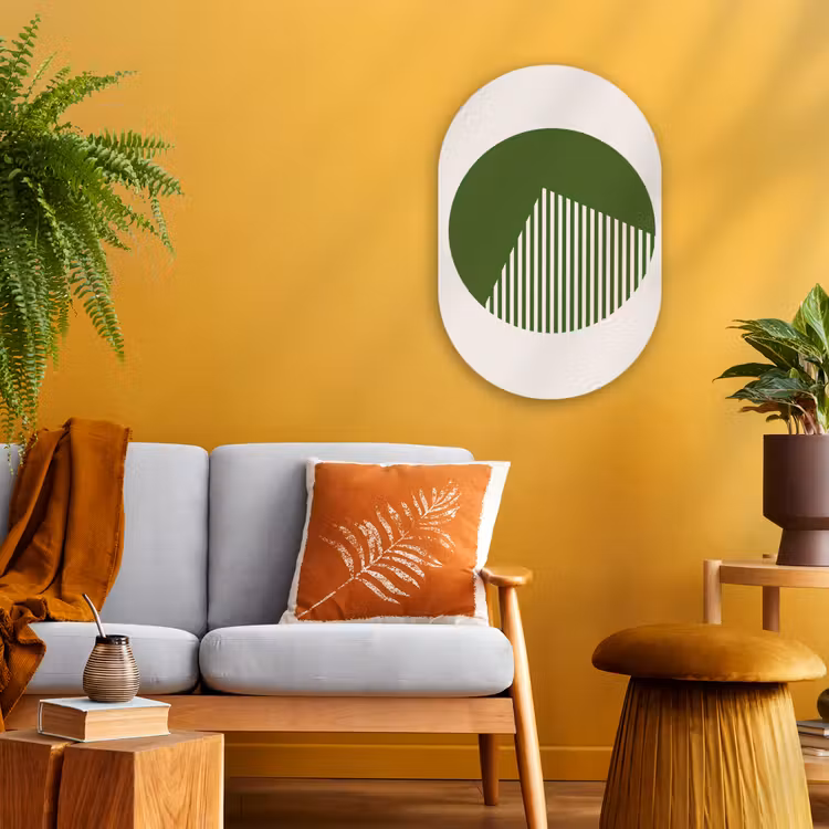 Cirkel - Strepen - Geometrisch - Abstract - Groen Wandcirkel Ovaal Forex klein -sfeer4