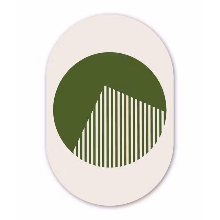 Cirkel - Strepen - Geometrisch - Abstract - Groen Wandcirkel Ovaal Forex klein -3d