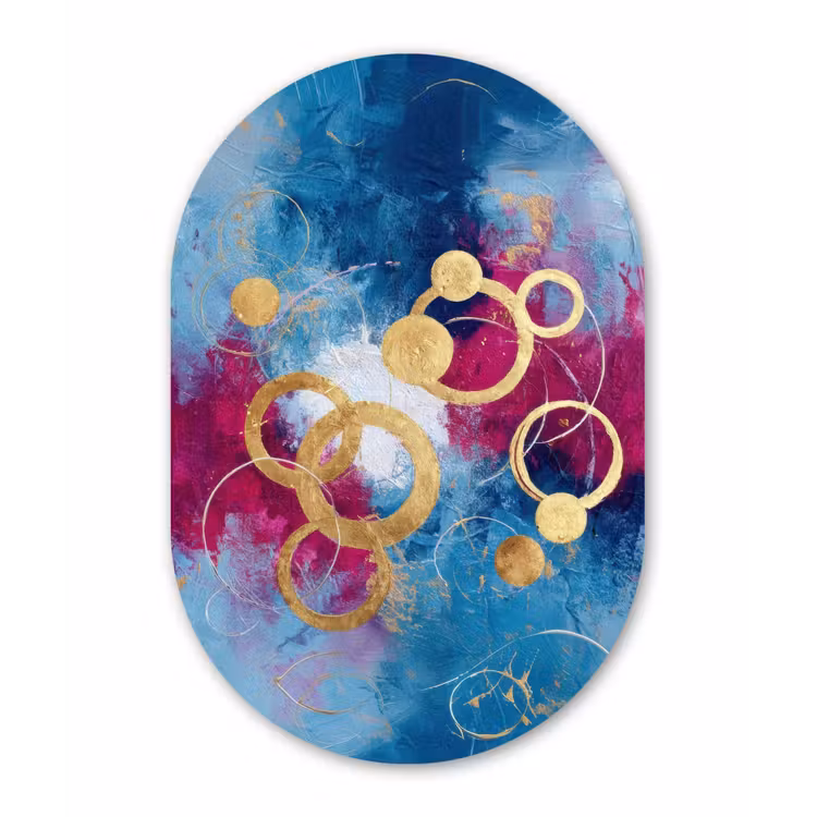 Cirkels - Goud - Abstract Wandcirkel Ovaal Forex klein -3d