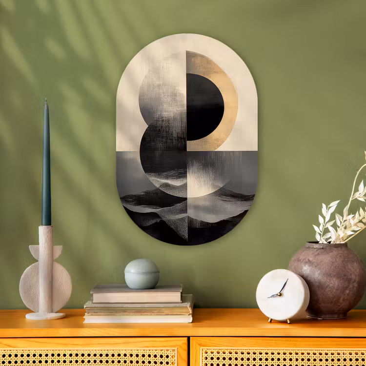 Cirkels - Schaduw - Abstract Wandcirkel Ovaal Forex klein -sfeer2