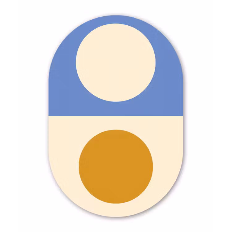 Cirkels - Symmetrisch - Wit - Blauw- Geel Wandcirkel Ovaal Forex klein -3d