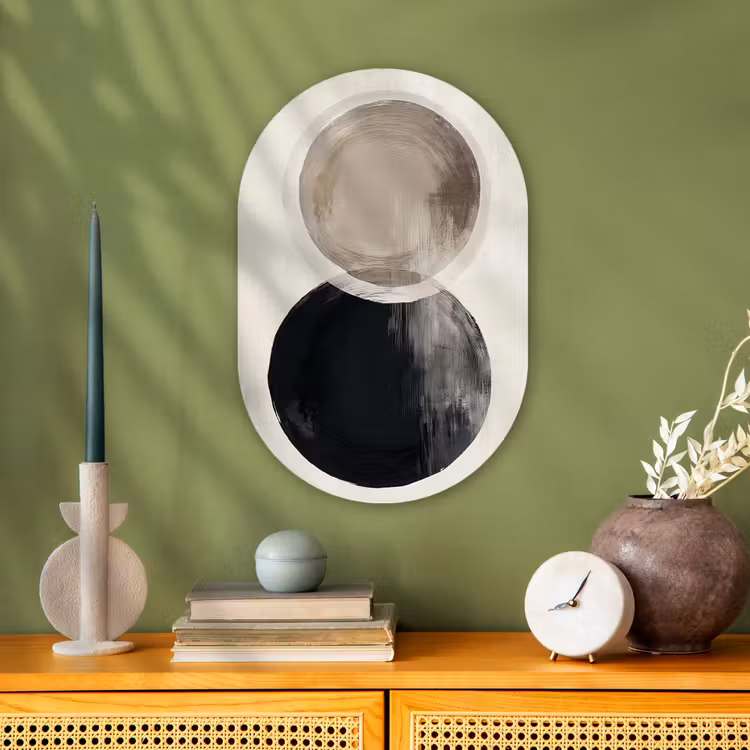 Cirkels - Vorm - Beige - Abstract Wandcirkel Ovaal Forex klein -sfeer2