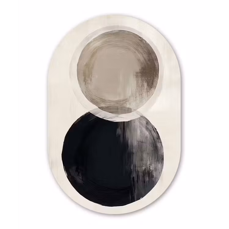 Cirkels - Vorm - Beige - Abstract Wandcirkel Ovaal Forex klein -3d