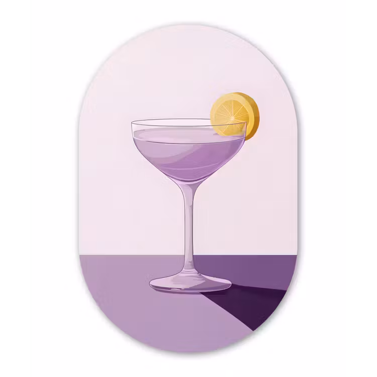 Cocktail - Paars - Minimalistisch - Citroen Wandcirkel Ovaal Forex klein -3d