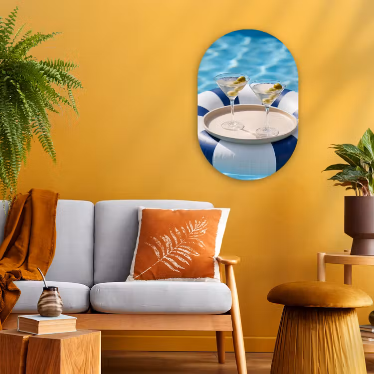 Cocktail - Zwembad - Zomer - Blauw Wandcirkel Ovaal Forex klein -sfeer4