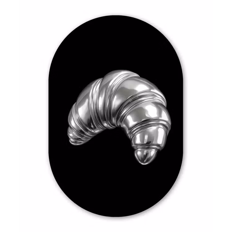 Croissant - Metaal - Zilver Wandcirkel Ovaal Forex klein -3d
