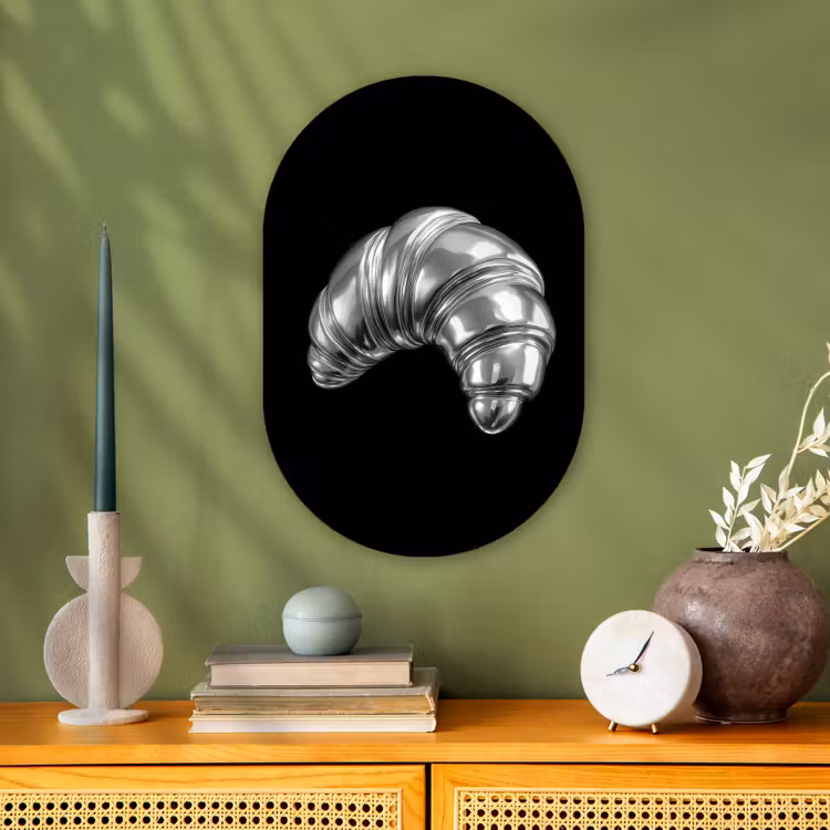 Croissant - Metaal - Zilver Wandcirkel Ovaal Forex klein -sfeer2