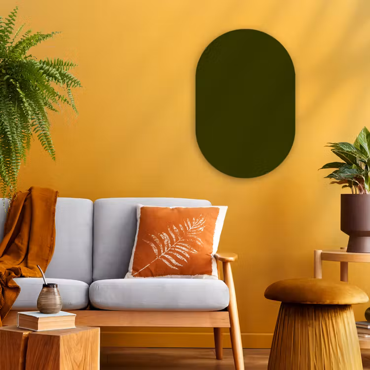 Dark - Olive - Groen Wandcirkel Ovaal Forex klein 630 -sfeer4