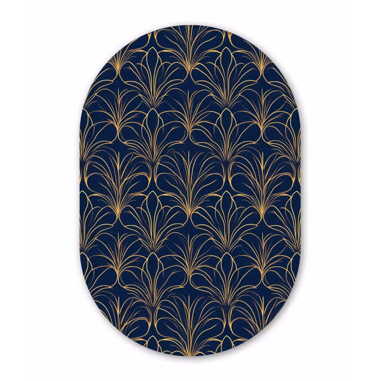 Deco - Waaier - Blauw Wandcirkel Ovaal Forex klein 630 -3d