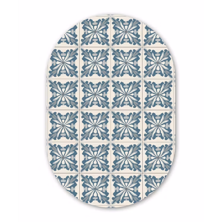 Dessin - Tegel - Blauw Wandcirkel Ovaal Forex klein 630 -3d