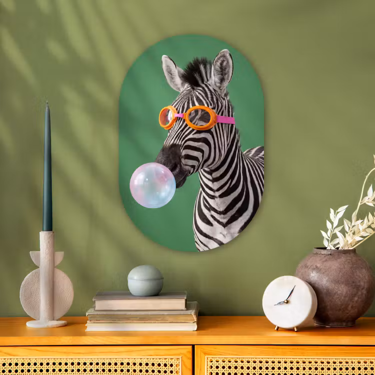 Dier - Bril - Bel - Modern - Groen Wandcirkel Ovaal Forex klein -sfeer2