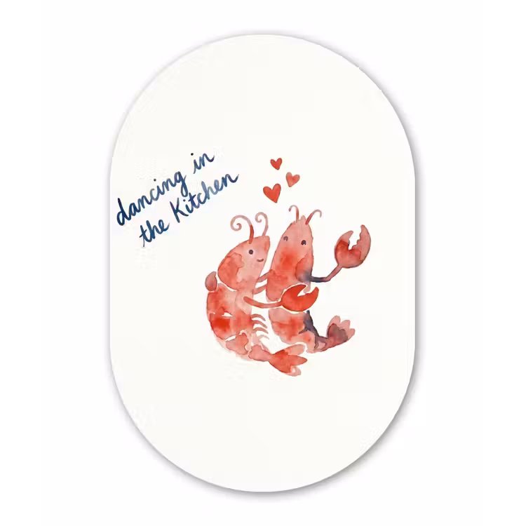 Dier - Dans - Liefde - Waterverf - Rood Wandcirkel Ovaal Forex klein -3d