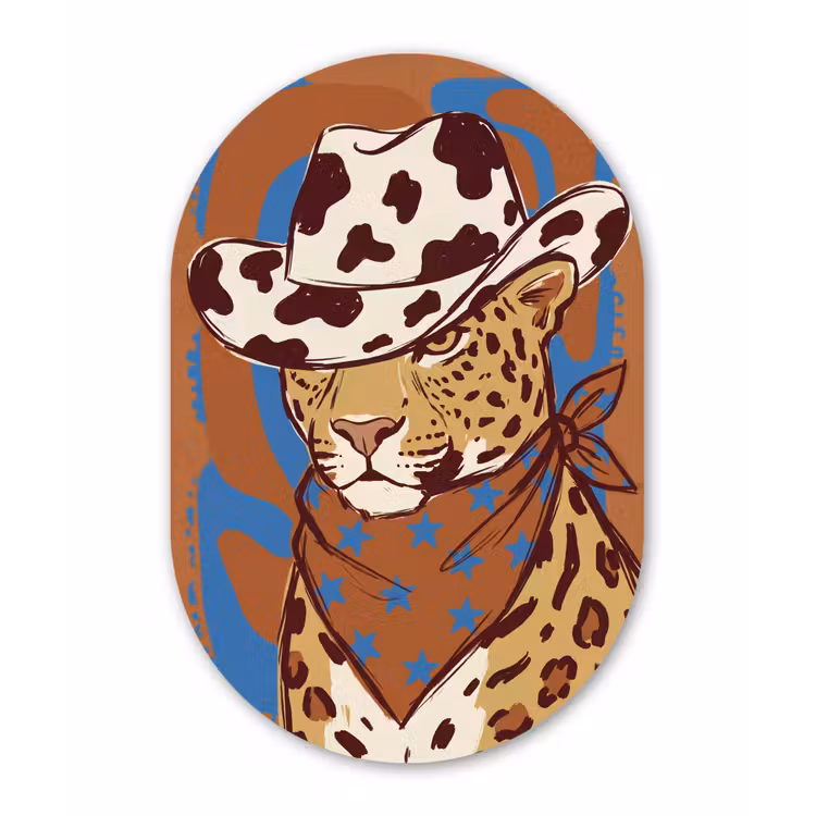 Dieren - Cowboyhoed - Modern - Illustratie - Bruin Wandcirkel Ovaal Forex klein -3d