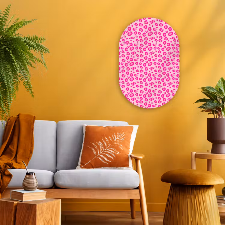 Dierenprint - Patroon - Abstract - Modern - Roze Wandcirkel Ovaal Forex klein -sfeer4