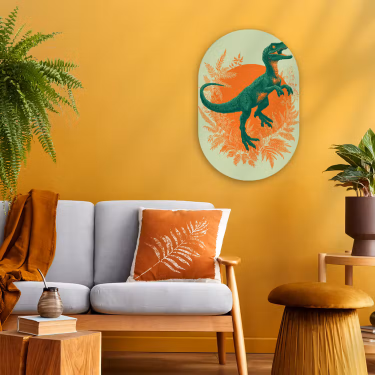 Dinosaurus - Groen - Planten - Cirkel Wandcirkel Ovaal Forex klein -sfeer4