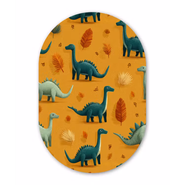 Dinosaurussen - Stekels - Herfstbladeren - Bruin Wandcirkel Ovaal Forex klein -3d