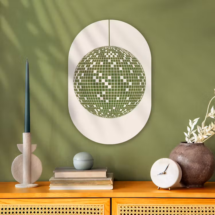 Disco - Bal - Groen - Abstract - Modern Wandcirkel Ovaal Forex klein -sfeer2