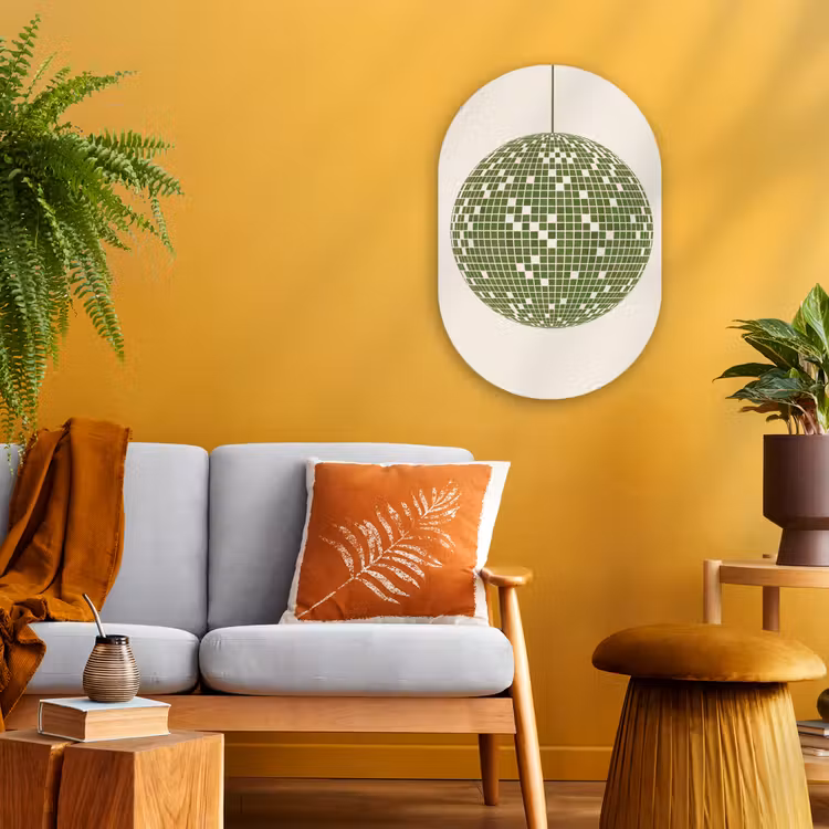 Disco - Bal - Groen - Abstract - Modern Wandcirkel Ovaal Forex klein -sfeer4