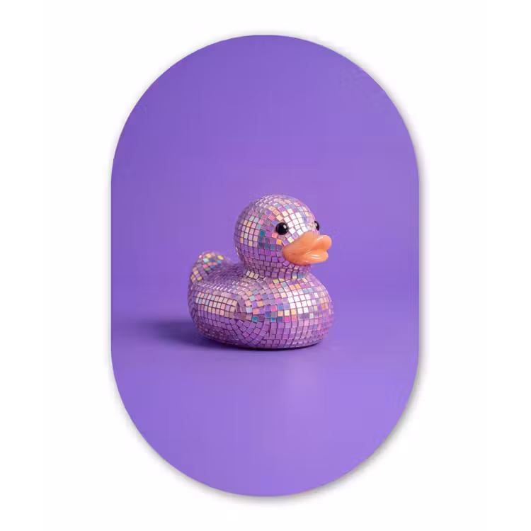 Disco - Eend - Paars Wandcirkel Ovaal Forex klein -3d