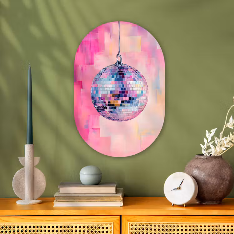 Discobal - Pink - Verf Wandcirkel Ovaal Forex klein -sfeer2