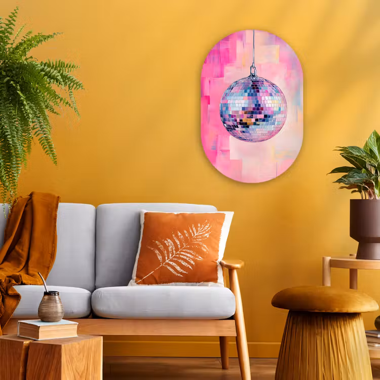 Discobal - Pink - Verf Wandcirkel Ovaal Forex klein -sfeer4