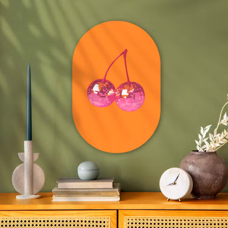 Discoballen - Kers - Spiegels - Roze Wandcirkel Ovaal Forex klein -sfeer2