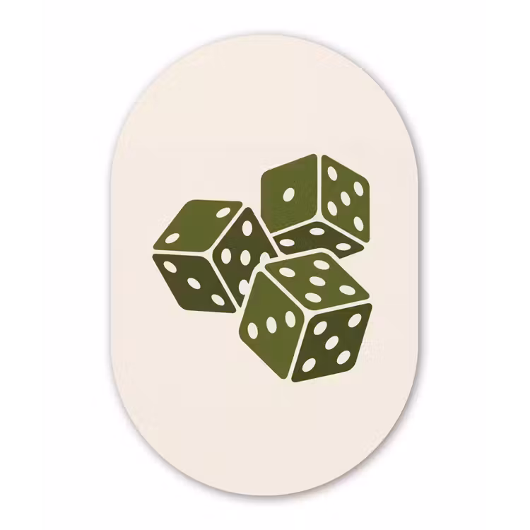 Dobbelsteen - Spel - Groen - Abstract Wandcirkel Ovaal Forex klein -3d