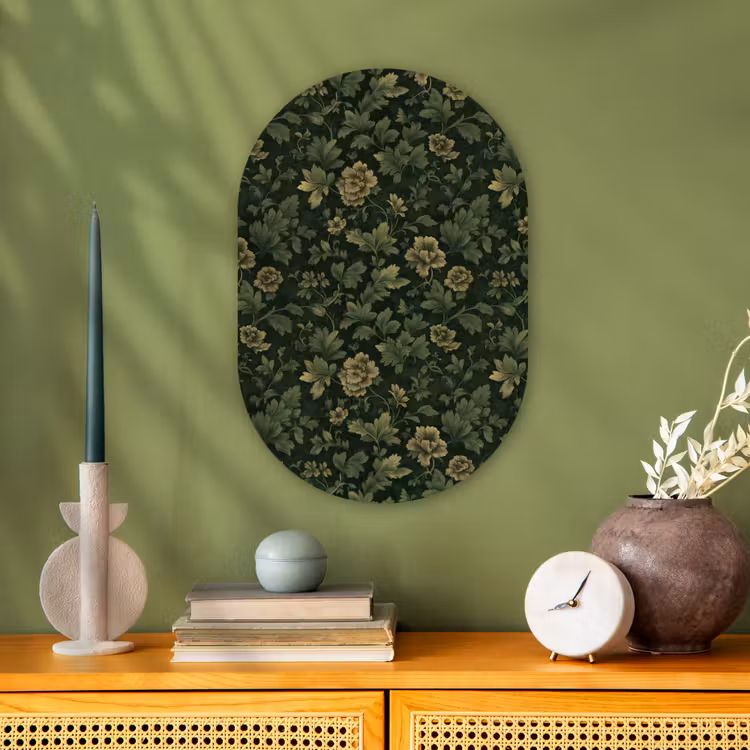Donker - Groen - Goud - Botanisch Wandcirkel Ovaal Forex klein 630 -sfeer2