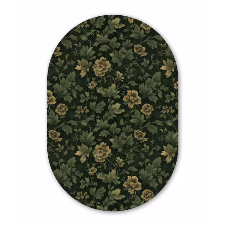 Donker - Groen - Goud - Botanisch Wandcirkel Ovaal Forex klein 630 -3d
