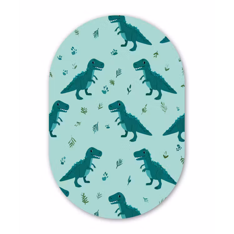 Donkergroen - Dinosaurussen - Afdrukken - Bladeren Wandcirkel Ovaal Forex klein -3d