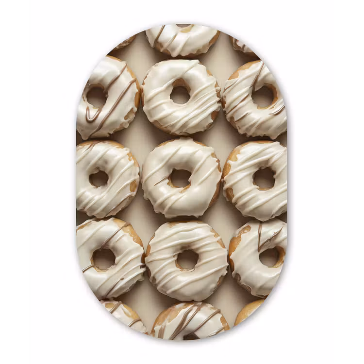 Donuts - Chocolade - Wit - Beige Wandcirkel Ovaal Forex klein -3d