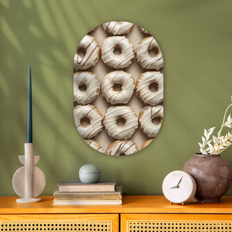 Donuts - Chocolade - Wit - Beige Wandcirkel Ovaal Forex klein -sfeer2