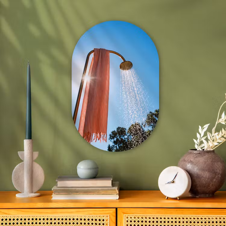 Douche - Water - Zomer - Blauw Wandcirkel Ovaal Forex klein -sfeer2