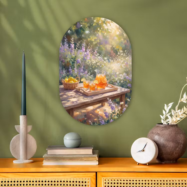 Drank - Citroen - Zomer - Tuin - Geel Wandcirkel Ovaal Forex klein -sfeer2